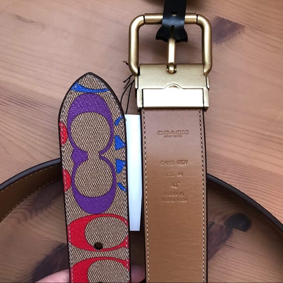 🌈 Coach Rainbow Belt Roller Buckle Cut To Size Reversible 38 mm - Picture 7 of 8